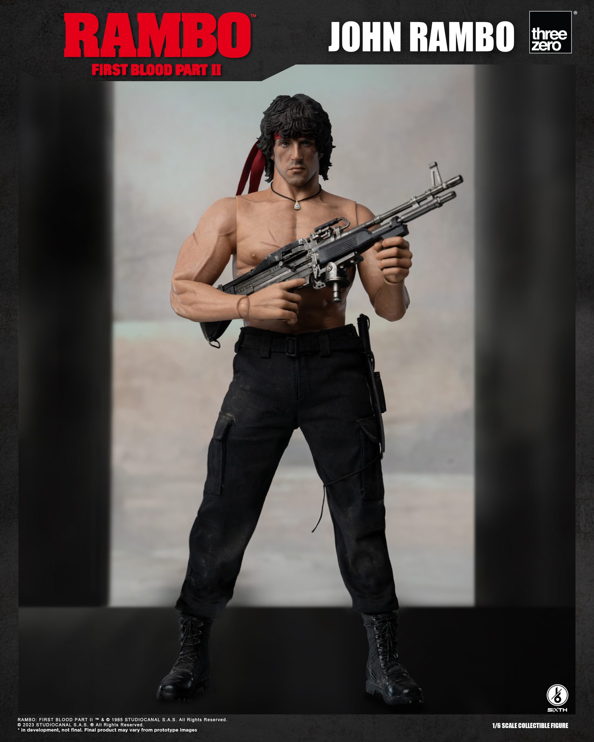 Three Zero Rambo Display Threezero - Rambo First Blood Part II - 1-6 John Rambo (4897056205239)
